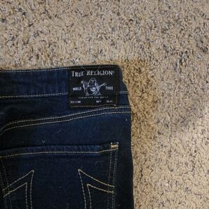 True Religion Indigo Jeans with Yellow Stitching